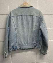 Load image into Gallery viewer, 70s Blanket Lined Lee Storm Rider White Corduroy Collar Jean Jacket
