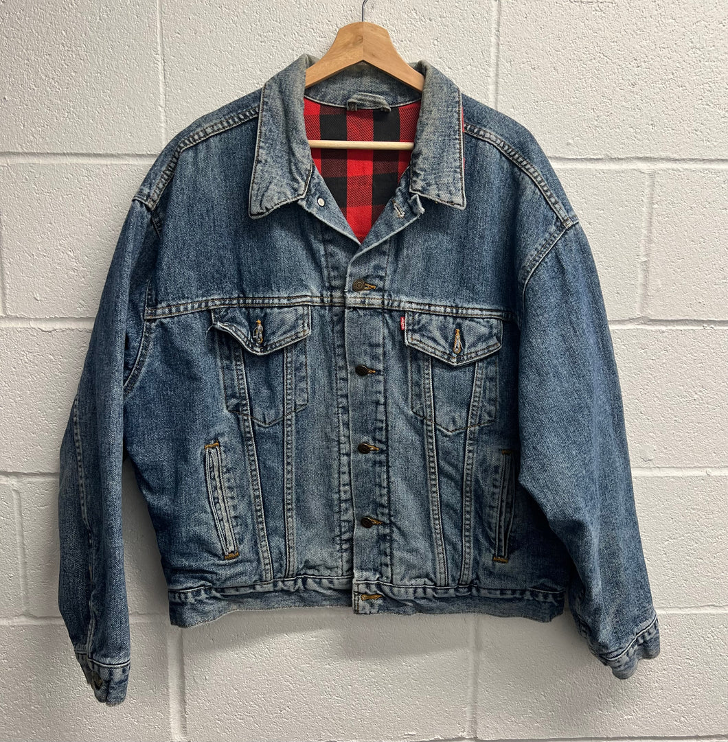 90s Made in the USA Levi's Flannel Lined Denim Jacket