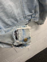 Load image into Gallery viewer, 70s Blanket Lined Lee Storm Rider White Corduroy Collar Jean Jacket
